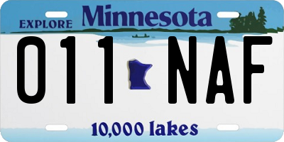 MN license plate 011NAF