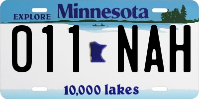 MN license plate 011NAH