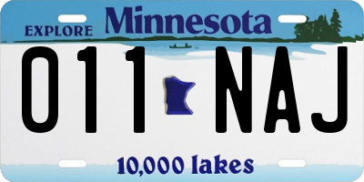 MN license plate 011NAJ
