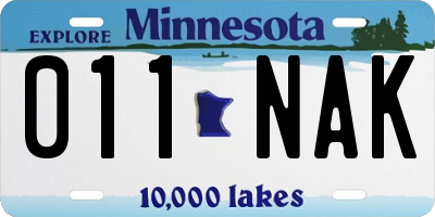 MN license plate 011NAK