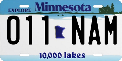 MN license plate 011NAM