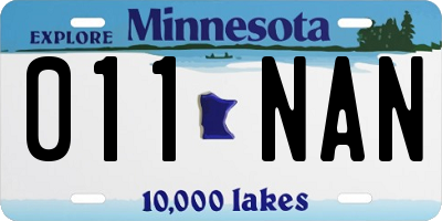MN license plate 011NAN