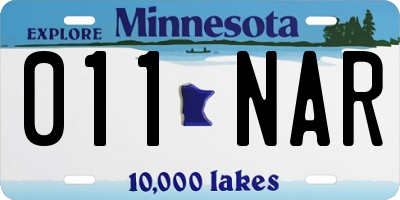 MN license plate 011NAR