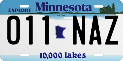 MN license plate 011NAZ
