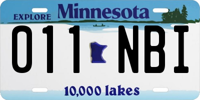MN license plate 011NBI