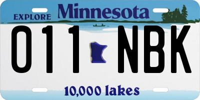 MN license plate 011NBK