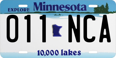 MN license plate 011NCA