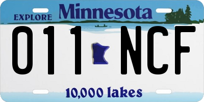 MN license plate 011NCF