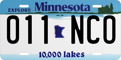 MN license plate 011NCO
