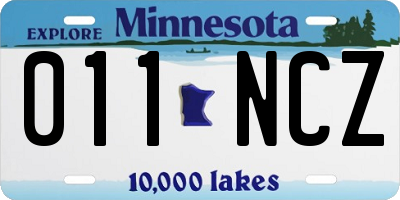 MN license plate 011NCZ