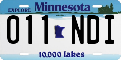 MN license plate 011NDI