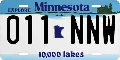 MN license plate 011NNW