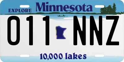 MN license plate 011NNZ