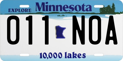 MN license plate 011NOA