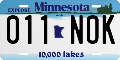 MN license plate 011NOK