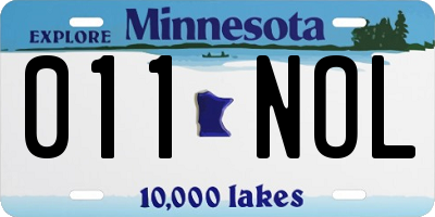 MN license plate 011NOL