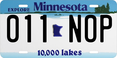 MN license plate 011NOP