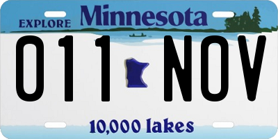 MN license plate 011NOV
