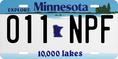 MN license plate 011NPF