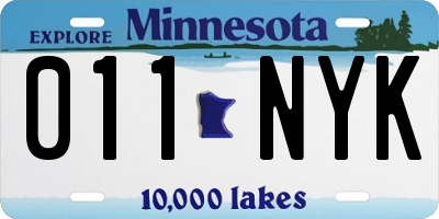 MN license plate 011NYK