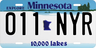 MN license plate 011NYR