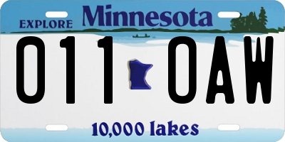 MN license plate 011OAW