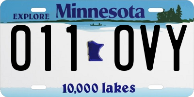 MN license plate 011OVY