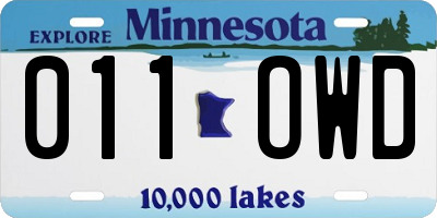 MN license plate 011OWD