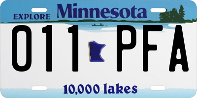 MN license plate 011PFA