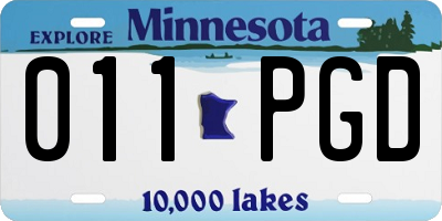 MN license plate 011PGD