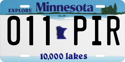 MN license plate 011PIR