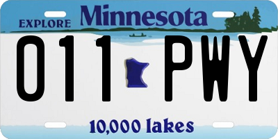 MN license plate 011PWY