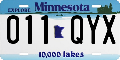 MN license plate 011QYX