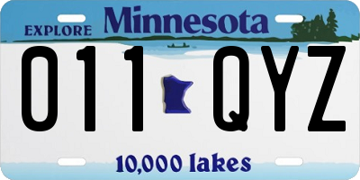 MN license plate 011QYZ