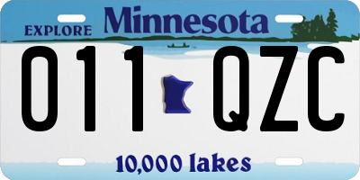 MN license plate 011QZC