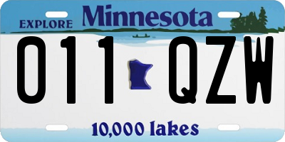 MN license plate 011QZW