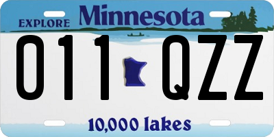 MN license plate 011QZZ
