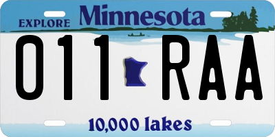 MN license plate 011RAA