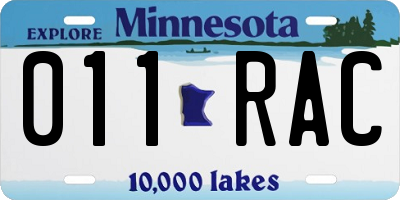MN license plate 011RAC