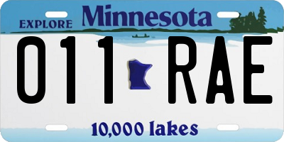 MN license plate 011RAE