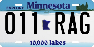 MN license plate 011RAG