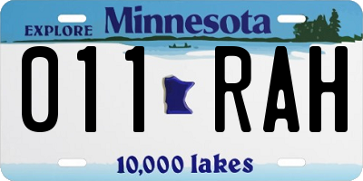 MN license plate 011RAH