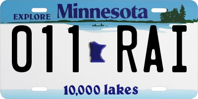 MN license plate 011RAI