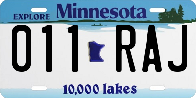 MN license plate 011RAJ