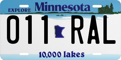 MN license plate 011RAL