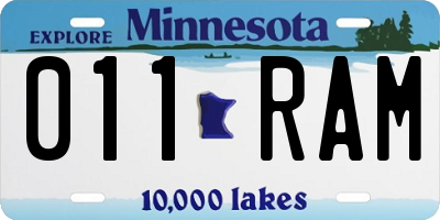MN license plate 011RAM