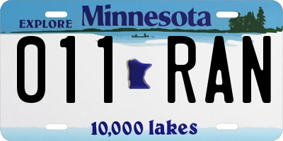 MN license plate 011RAN