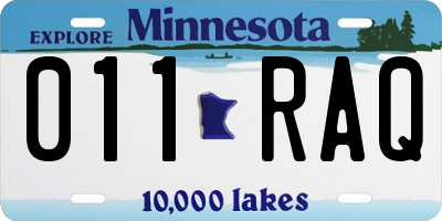 MN license plate 011RAQ