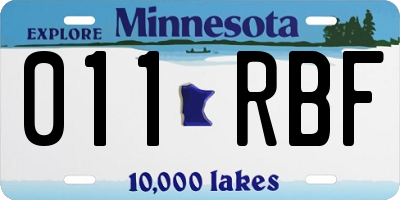 MN license plate 011RBF