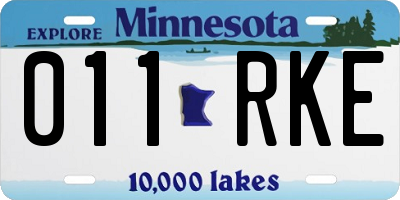 MN license plate 011RKE